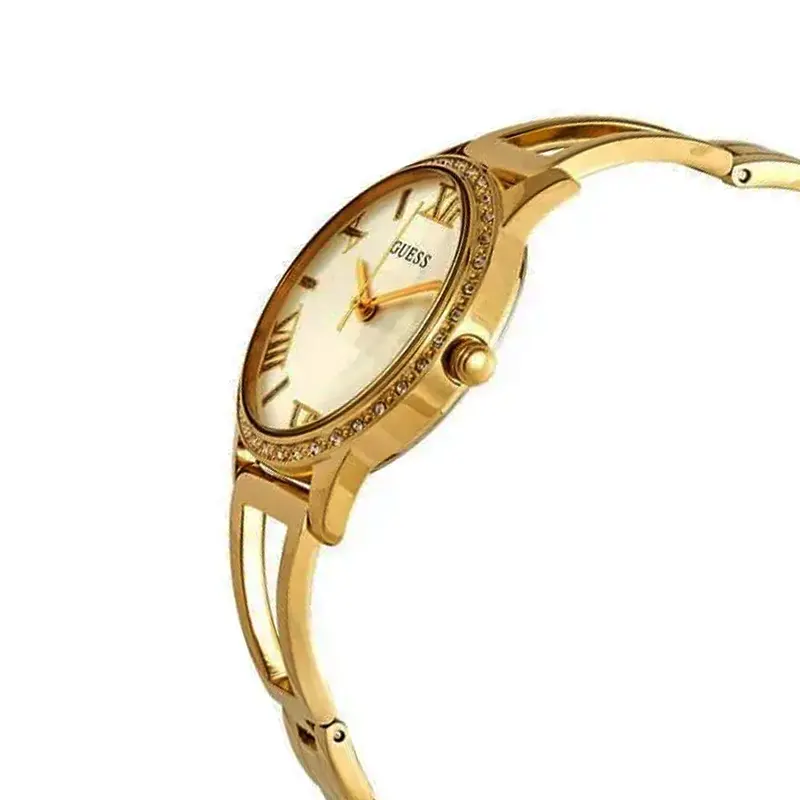 Guess Lucy White Dial Yellow Gold-tone Casual Ladies Watch- W1208L2